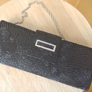 vintage Carlo Fellini black beaded clutch